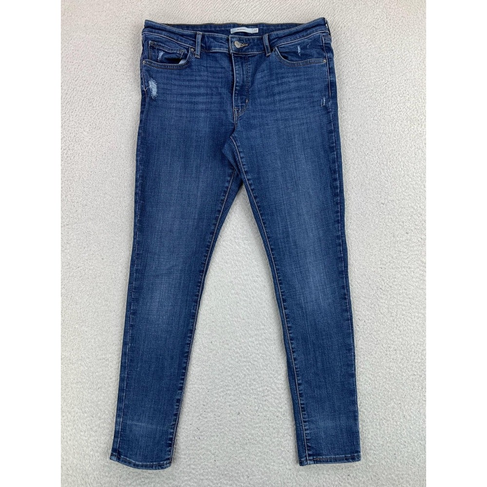 Levis 711 Skinny Jeans Womens 32 Blue Med Wash Mid Rise Distressed Stretch Denim